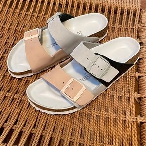New Birkenstock Arizona Split Two Tone Leather Sandal